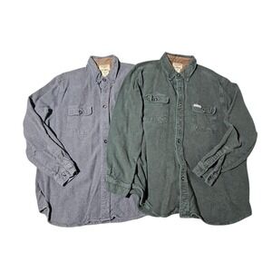 2 Cold Storage Flannel Mens XL Long Sleeve Button Up Chamois Foul Weather Gear